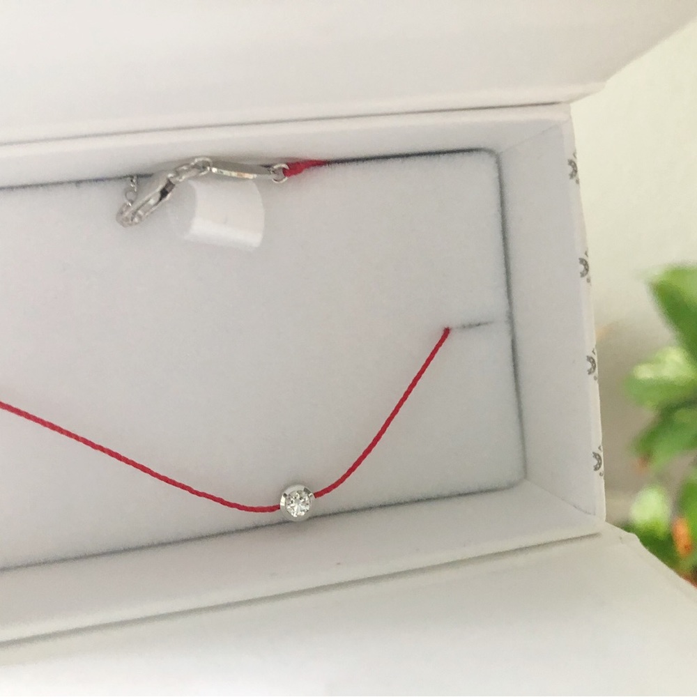 REDLINE PURE STRING DIAMOND RED STRING WHITE GOLD BRACELET